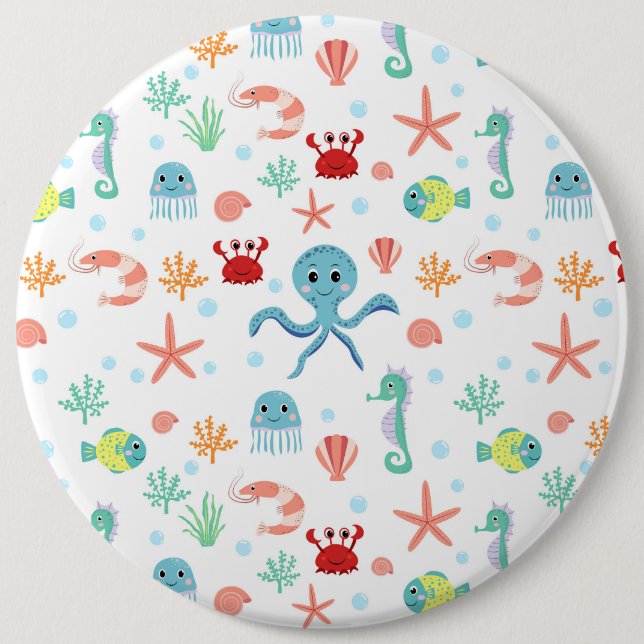 Sea World pattern 6 Cm Round Badge (Front)