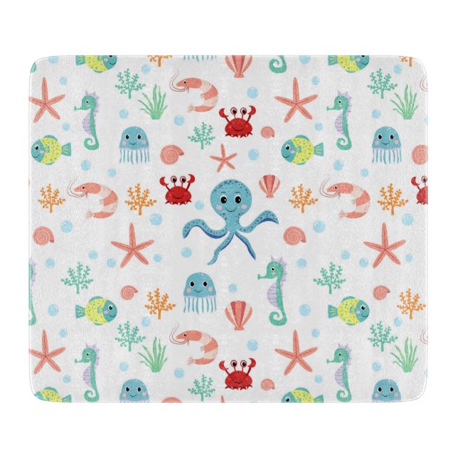 Sea World pattern Cutting Board (Front)