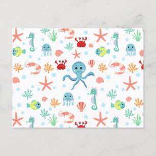 Sea World pattern Holiday Postcard