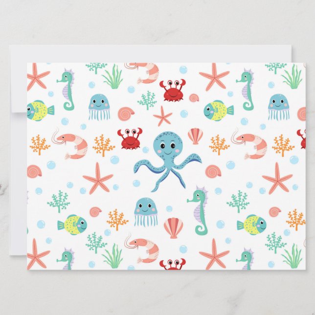 Sea World pattern Invitation (Front)