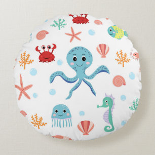 Sea World pattern Round Cushion