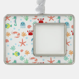 Sea World pattern Silver Plated Framed Ornament