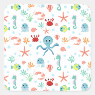Sea World pattern Square Sticker