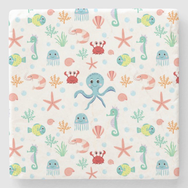 Sea World pattern Stone Coaster (Front)