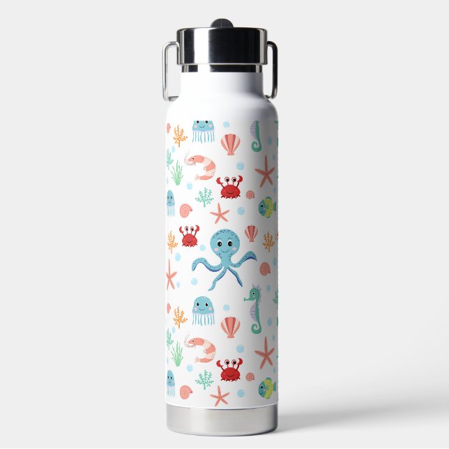 Sea World pattern Water Bottle (Front)