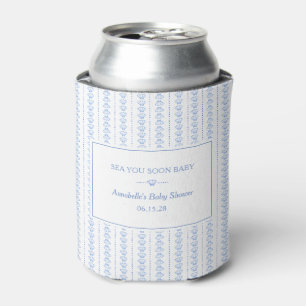 Sea You Soon Baby! Blue Coastal Beach Baby Shower Can Cooler