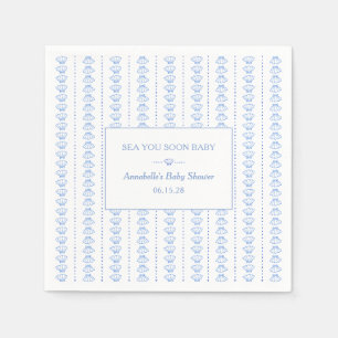 Sea You Soon Baby! Blue Coastal Beach Baby Shower Napkin