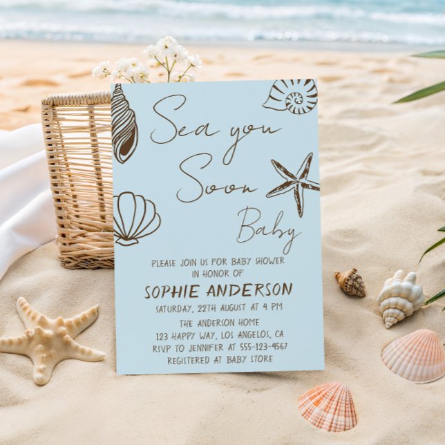 Sea You Soon Baby Boho Coastal Baby Shower  Invitation (Creator Uploaded)