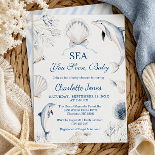 Sea You Soon Baby Boy Coastal Baby Shower Invitation