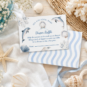 Sea you soon Baby Boy Coastal Diaper Raffle Enclosure Card