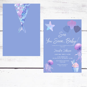 Sea You Soon Baby Boy Ocean Themed Baby Shower Invitation