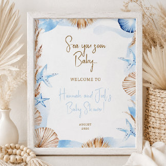 Sea You Soon Baby Boy Shower Welcome Sign Coastal