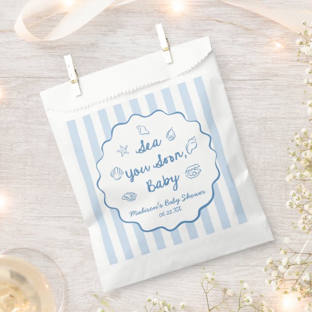Sea You Soon Baby Coastal Baby Shower Favour Bags (Clipped)