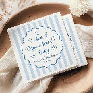 Sea You Soon Baby Coastal Baby Shower Napkin