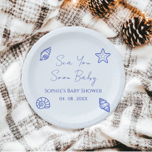Sea You Soon Baby Coastal Baby Shower  Paper Plate