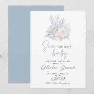 Sea you soon baby Coastal beach Baby Shower Invitation