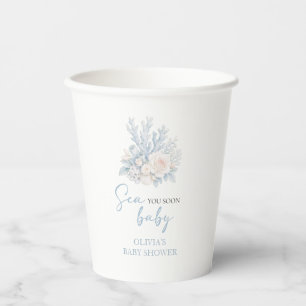 Sea you soon baby Coastal beach Baby Shower Paper Cups