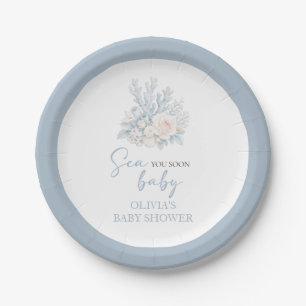 Sea you soon baby Coastal beach Baby Shower Paper Plate