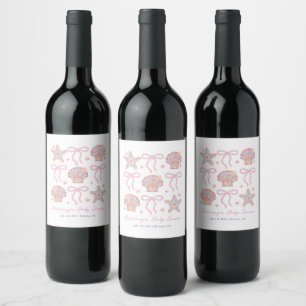 Sea You Soon Baby Girl Coastal Baby Shower Wine Label