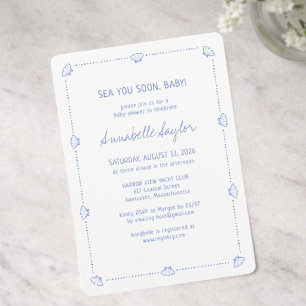 Sea You Soon Baby Hand Drawn Seashells Baby Shower Invitation