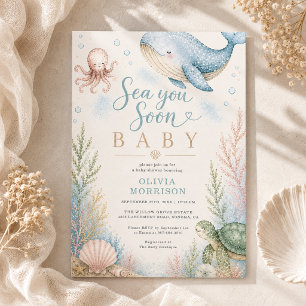 Sea You Soon Baby Ocean Baby Shower Invitation