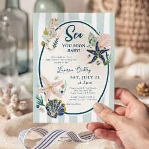 Sea you soon Baby' Riviera Coastal Baby Shower Invitation