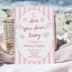 Sea You Soon, Baby Seashell Coastal Baby Shower Invitation