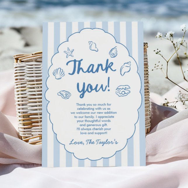 Sea You Soon, Baby Seashell Coastal Baby Shower Thank You Card (Creator Uploaded)