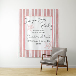 Sea You Soon Baby Shower Backdrop Tapestry
