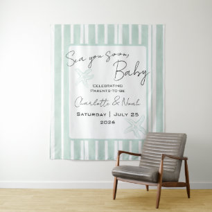 Sea You Soon Baby Shower Backdrop Tapestry