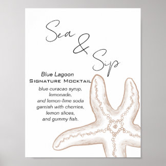 Sea You Soon Baby Shower Beverage Bar Poster