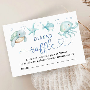 Sea You Soon Baby Shower Boy Blue Diaper Raffle Enclosure Card