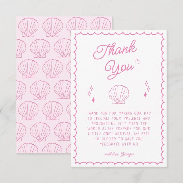 Sea You Soon Baby Shower Coastal Thank You Card (Front/Back)
