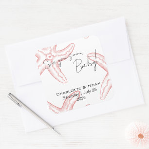 Sea You Soon Baby Shower Favor Square Sticker