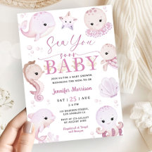 Sea You Soon Baby Shower Girl Ocean Animals