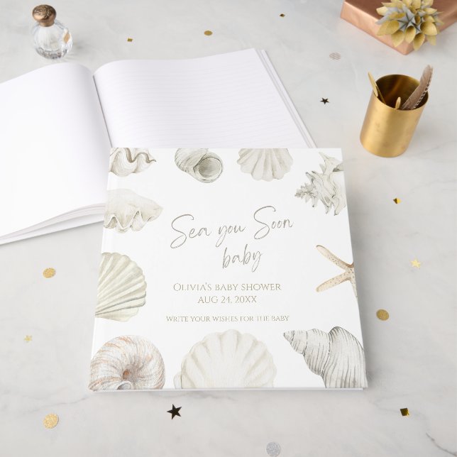 Sea you soon baby shower guest book (Front Open)