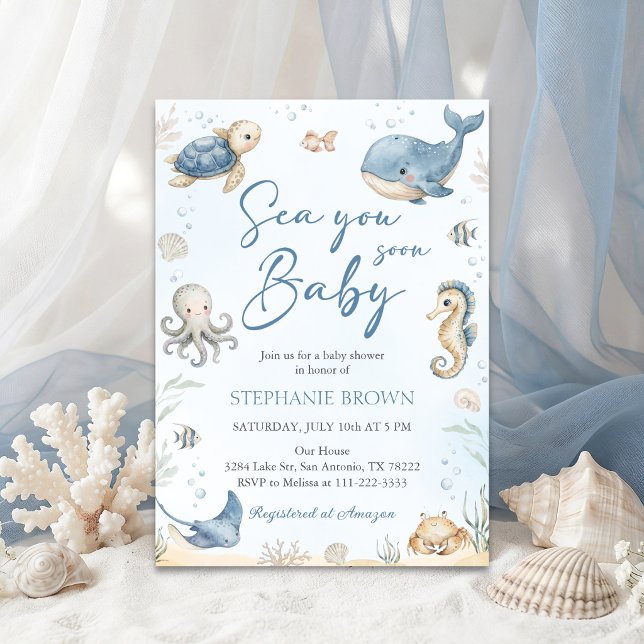 Sea You Soon Baby Shower Invitation (Creator Uploaded)