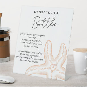 Sea You Soon Baby Shower Message in a Bottle Pedestal Sign
