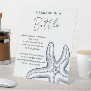 Sea You Soon Baby Shower Message in a Bottle Pedestal Sign