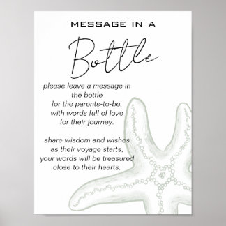 Sea You Soon Baby Shower Message in a Bottle Poster