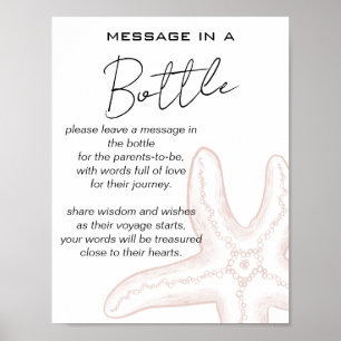 Sea You Soon Baby Shower Message in a Bottle Poster