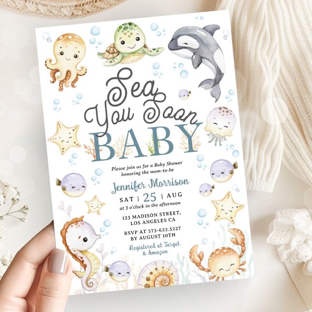 Sea You Soon Baby Shower Ocean Gender Neutral Invitation (Creator Uploaded)