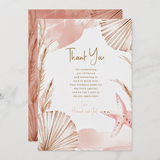 Sea You Soon Baby Thank You Card | Coastal Boho (Front/Back)