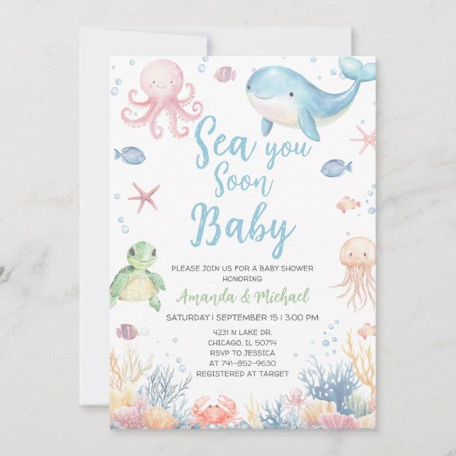 Sea You Soon Baby Under the Sea Baby Shower Invitation (Front)
