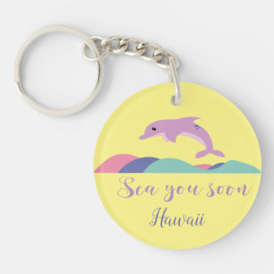 Sea You Soon Beach Vacation Summer Motivation Key Ring
