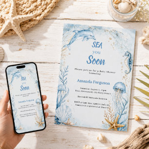 Sea you Soon Blue Boy Baby Shower Invitation