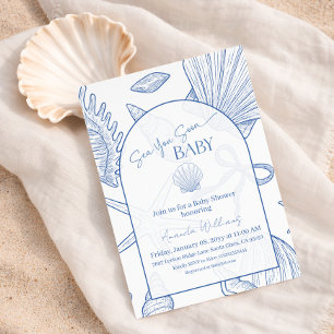 Sea You Soon Blue Boy Under The Baby Shower Invitation