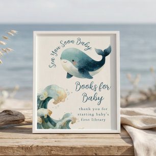 Sea You Soon Books for Baby Shower sign ivory
