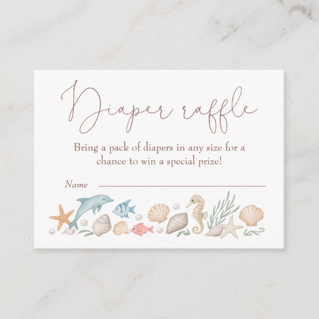 Sea You Soon Coastal Baby Shower Diaper Raffle Enclosure Card (Front)