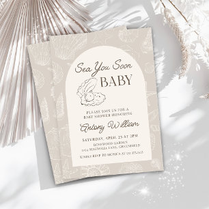 Sea You Soon Coastal Baby Shower Invitation